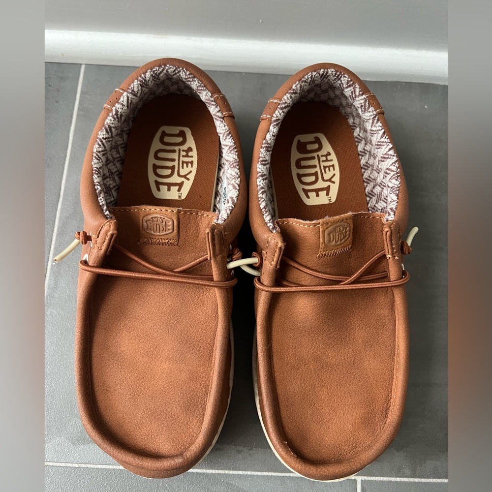 Hey Dude Boys Wally Tan Leather Shoes